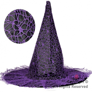 SOMBRERO BRUJA NEGRO CON TELARA�A VIOLETA x 1